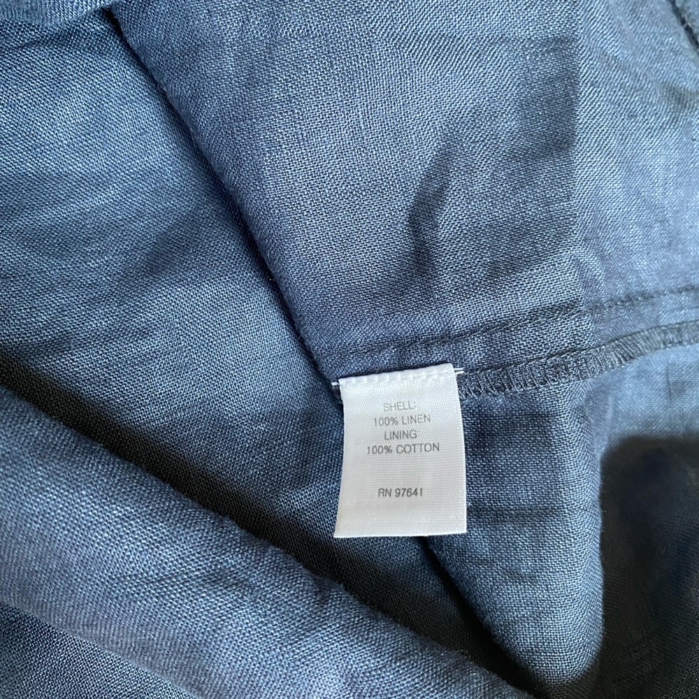 J. Jill 100% Linen Dress Navy Nautical Coastal Beach Minimal Resort Seaside - Picture 7 of 8